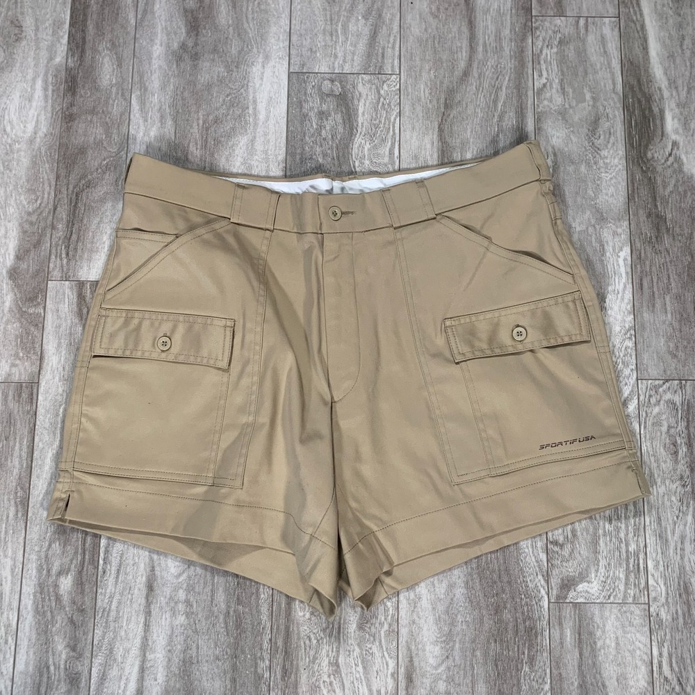 Sportif USA Shorts Mens 40 Tan Khaki Original Cargo Utility Safari Stretch